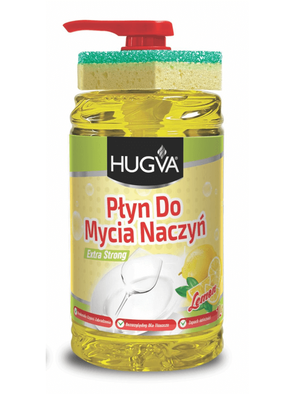 HUGVA – Жидкость для мытья посуды с губкой
