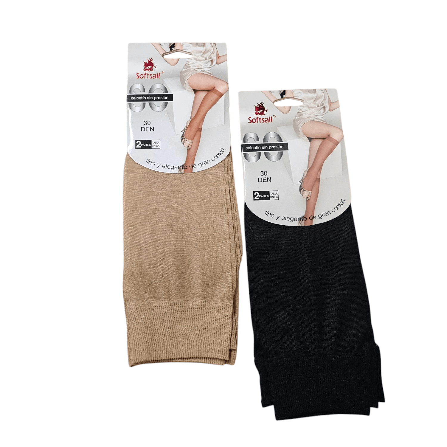 Женские капроновые гольфы softsail 2 пары в упаковке 30 den 230425